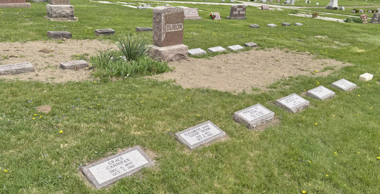 Dusons at cemetery, processed